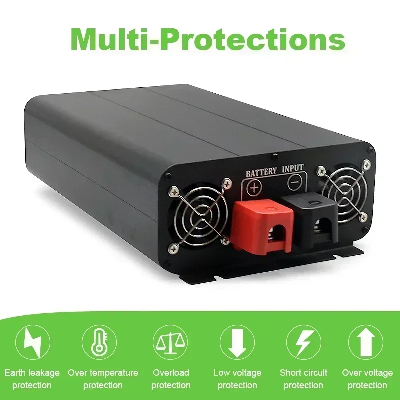 อินเวอร์เตอร์คลื่นไซน์บริสุทธิ์ 4000W 5000W 7000W แปลงไฟ DC 12V เป็น AC 110V/220V ความถี่ 50HZ สำหรับรถยนต์พลังงานแสงอาทิตย์