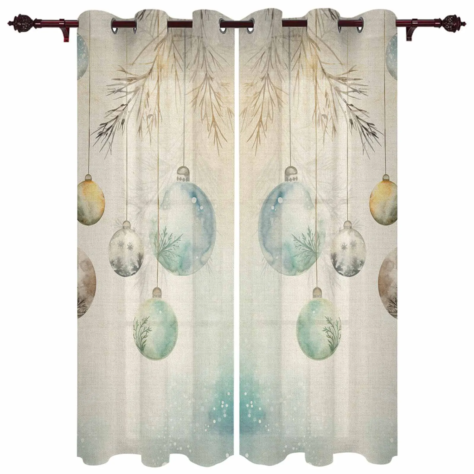 Christmas Watercolor Tree Branches Modern Window Curtains for Living Room Bedroom Curtain Home Decor Balcony Drapes