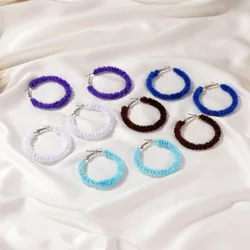 Fashion Multi-Color Big Circle Earrings Woman jewelry Accessories Retro INS Style Simple Trend Exquisite Ear Accessories