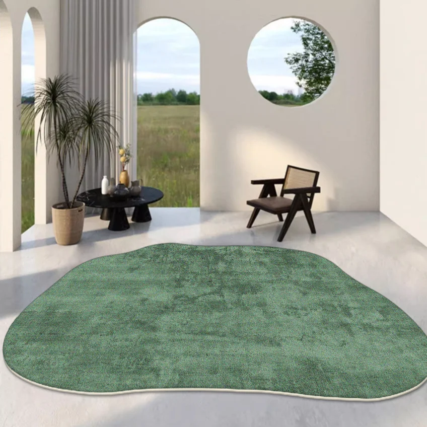 Green Irregular Carpets for Living Room Easy Clean Bedroom Decor Bedside Anti-slip Floor Mat Home Porch Hall Washable Soft Rugs