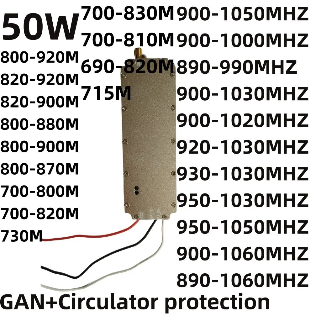 Amplificador de potência do RF, GAN, 50W, 700-820MHZ, 800-820MHZ, 900-1050MHZ