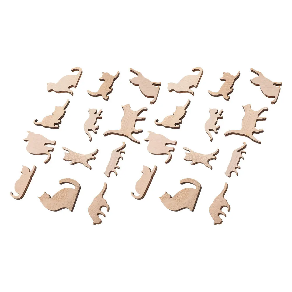 

24Pcs Wooden Cat Cutouts Blank Unpainted Animal Shape Pieces DIY Craft Painting Home Decor Party Decoration Wooden Cat Cutout