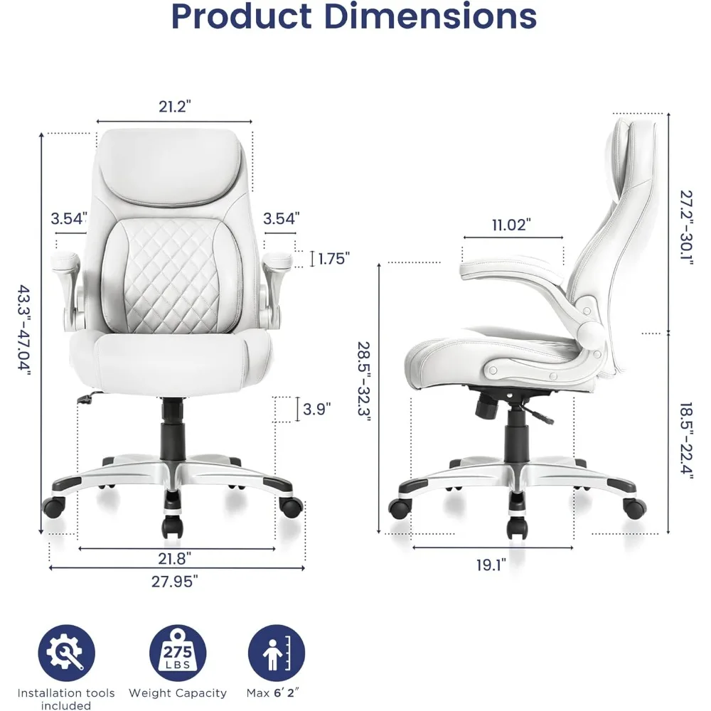 كرسي مكتب مريح مصنوع من الجلد المصنوع من الألياف الدقيقة الفاخر ودعم قطني قابل للتعديل ومساند للذراعين، كراسي ألعاب مكتبية مريحة عالية الظهر