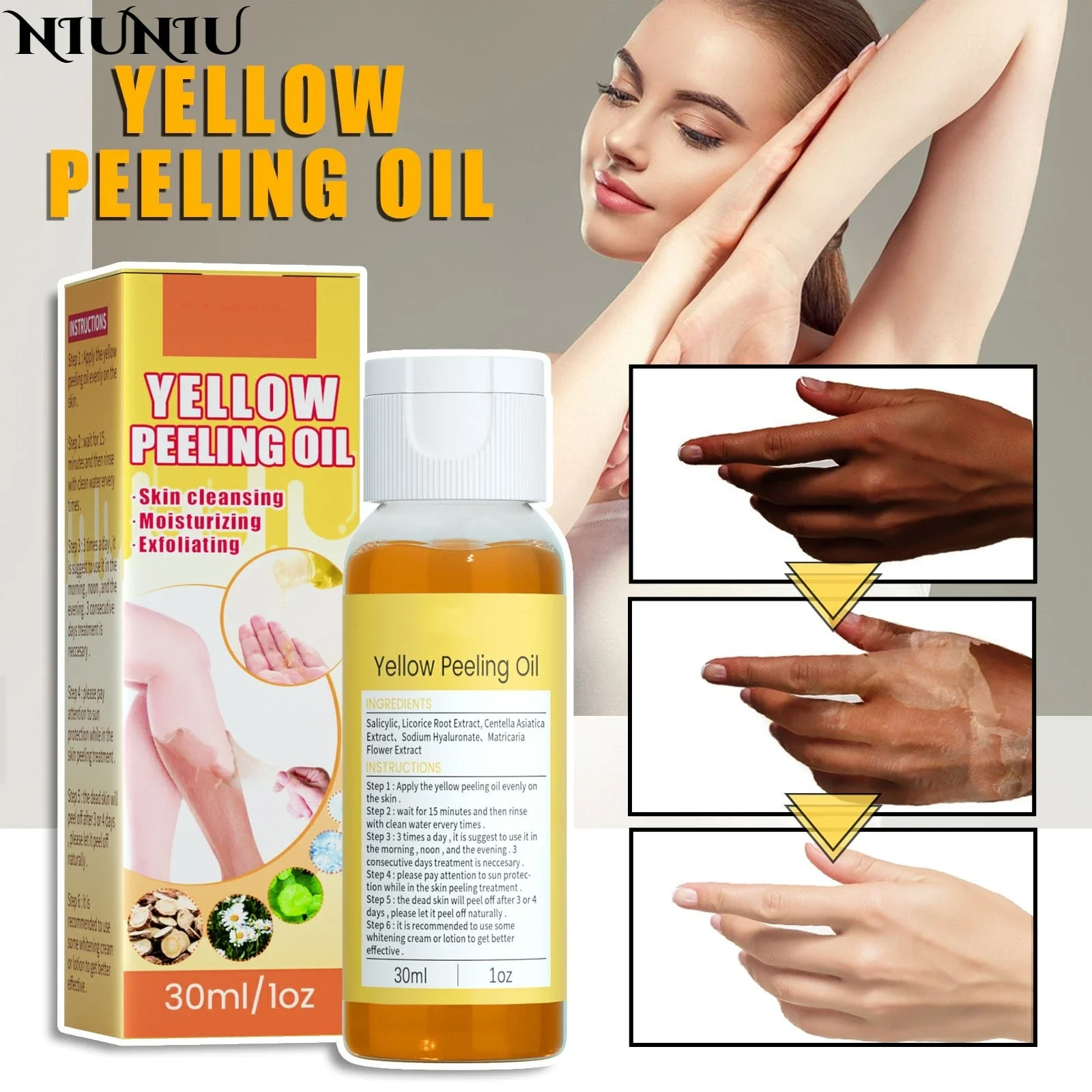 Exfoliating Yellow Peeling Oil Facial Care Moisturize Body Skin Soften Beautifie Skin Moisturizing Brightening Face Essence Oil