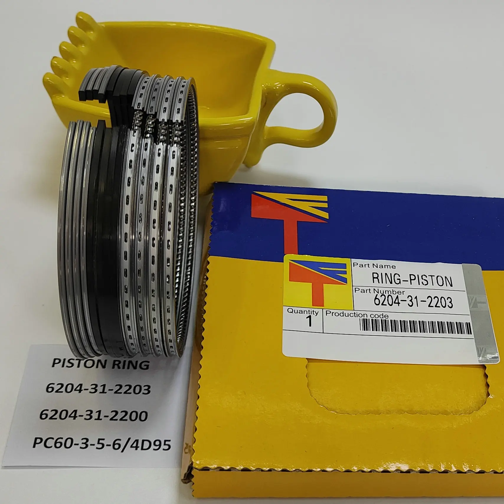 

2 шт. поршневое кольцо 6204-31-2203 для экскаватора PC60 - 3-5/4 D95 Детали двигателя