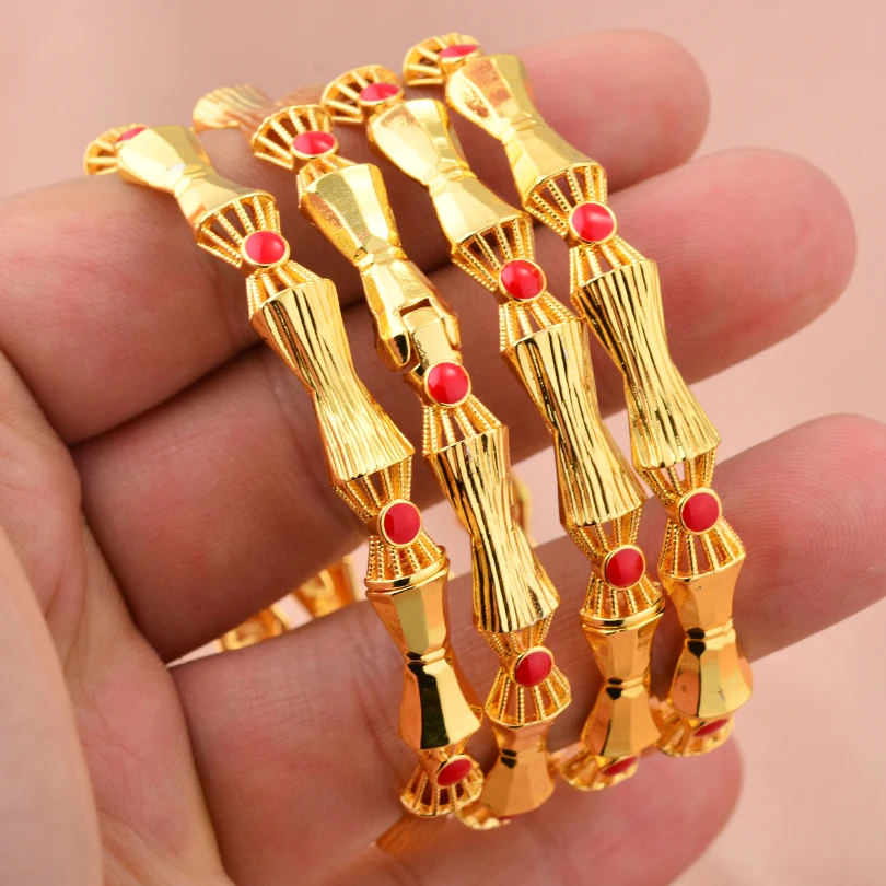 4pcs/lot Middle East gold-Plated Bangles Dubai Bracelet Fashion Jewelry For Summer Women Party Gift ﻿