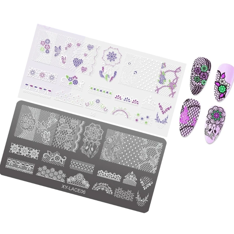 Hohle Linien Nails Art Stamping Vorlage Blumen Maniküre Druck French Tip Nails Stamping Plates Nails Art Stamp Tool