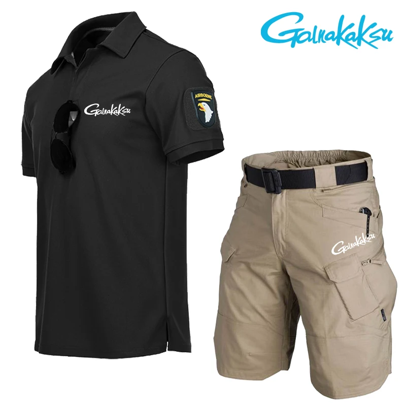 Traje pesca secado rápido hombre – camiseta táctica pantalones bolsillos
