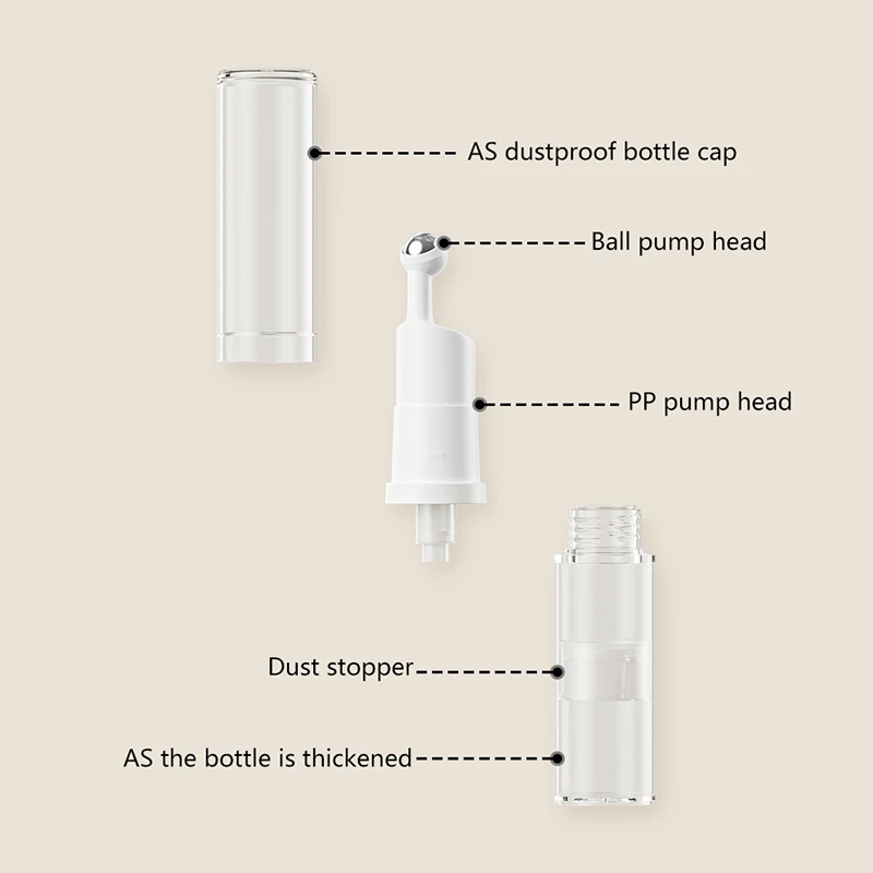 Frascos con bomba sin aire de 5ML, botella vacía rellenable con rodillo para crema de ojos, loción de suero, contenedor de almacenamiento de cosméticos de aceite esencial, 4 Uds.