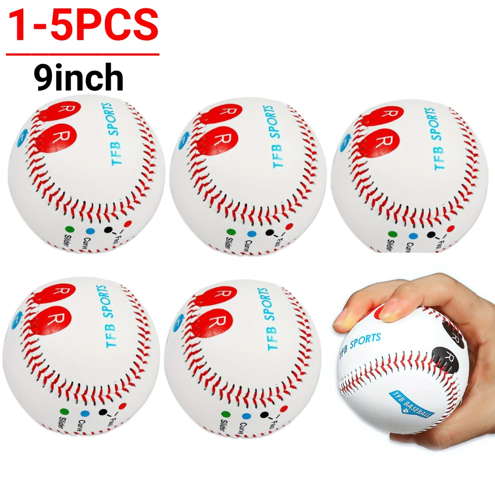 

1-5pc Competition Training Baseball with Finger Placement Markers Outdoor Practice Baseball PVC Training Aid 9inch Hard Balls