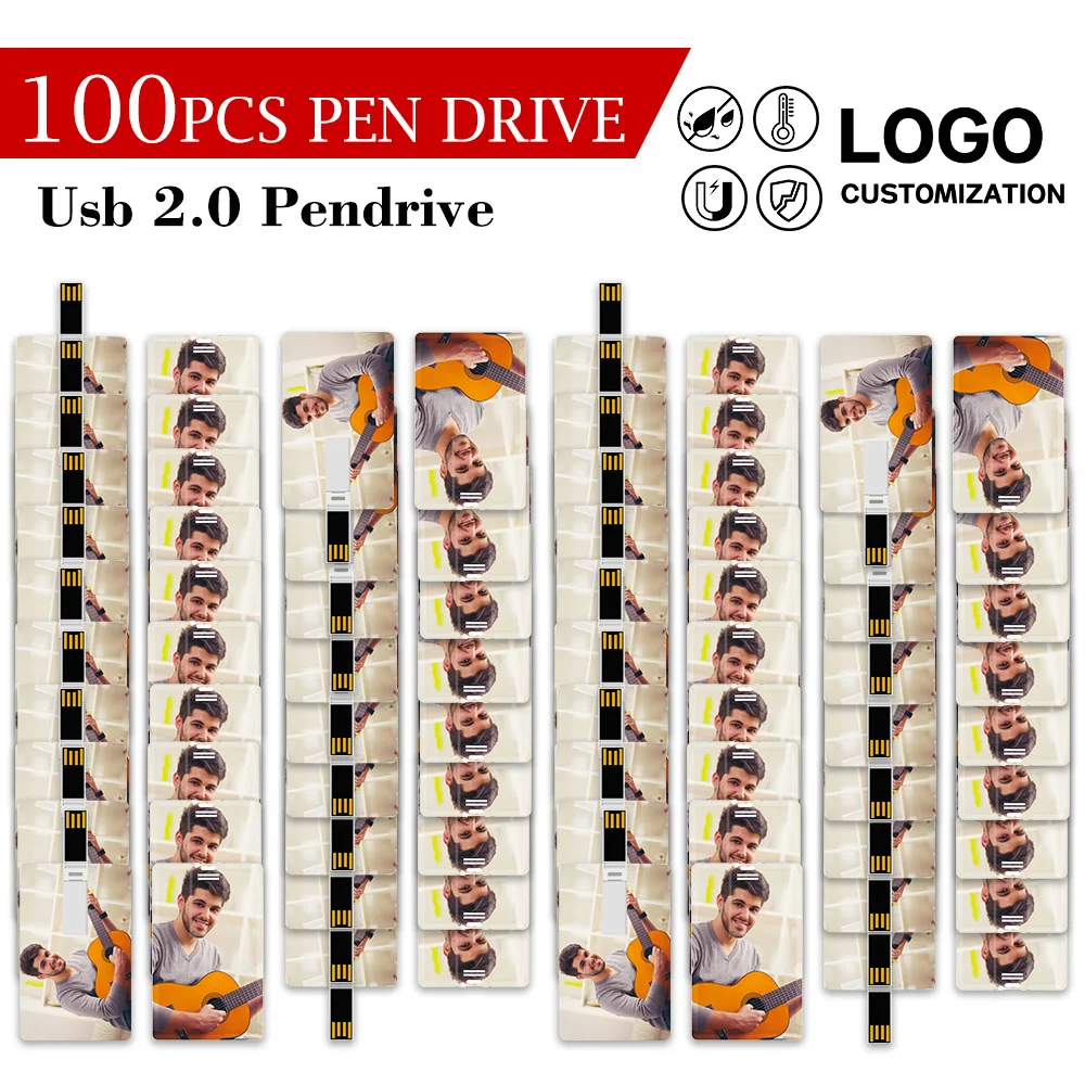 

100pcs wholesale credit card model 2.0 Flash Drive 16GB 32GB 64GB memory card 8GB 4GB Pen Drive Color Printing Custom Logo Free
