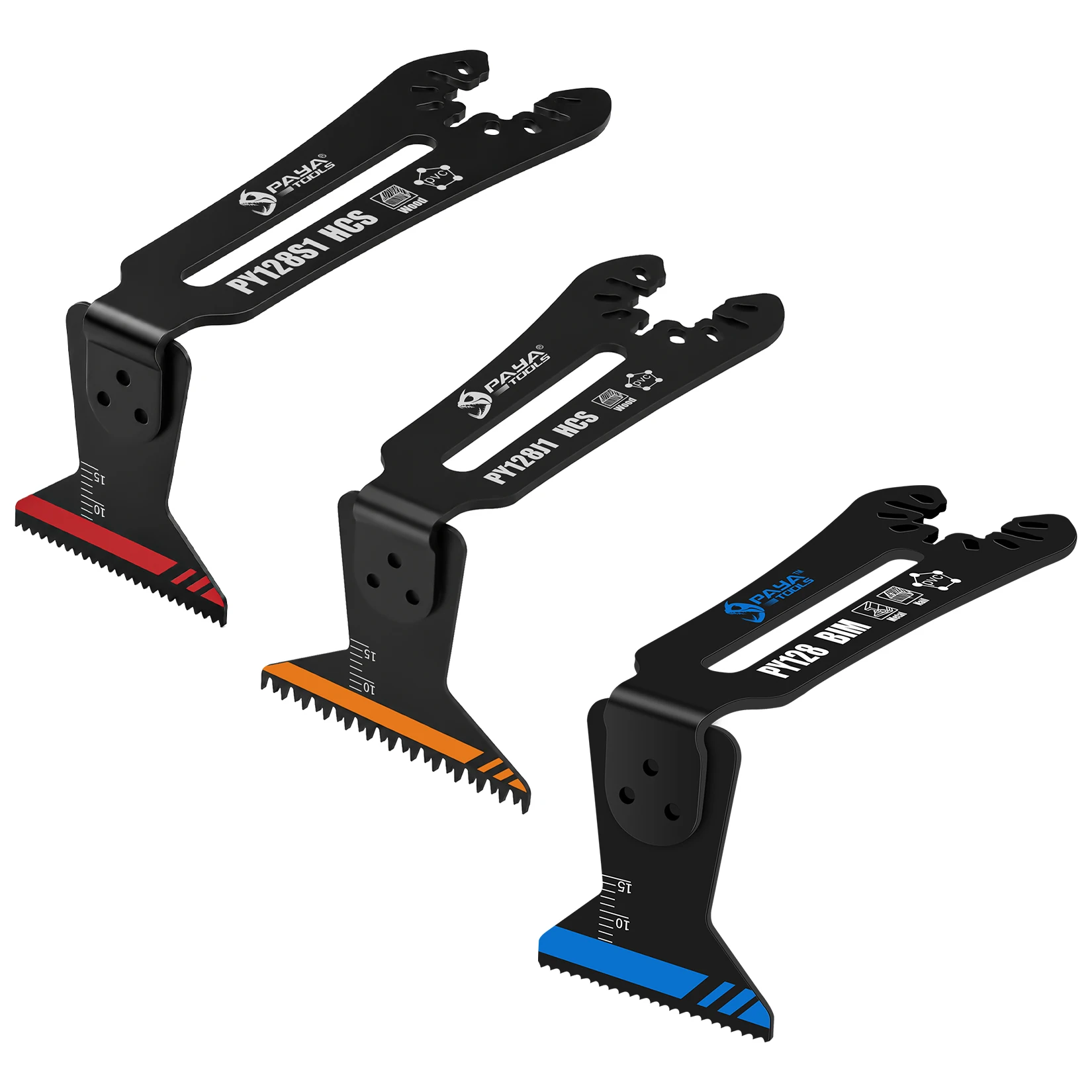 3PCS Bi-Metal HCS Set Wood Metal Cutting 90° Reach Oscillating Multitool Saw Blads for Narrow Corner Space Fooring Blade PAYA