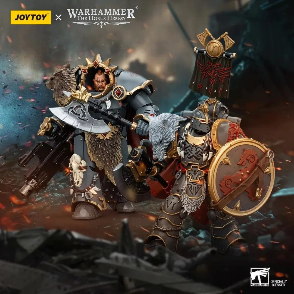 JOYTOY 1/18 Action Figures Warhammer The Horus Heresy Space Wolves Legion Praetor with Combat Shield and Power Axe Anime Model