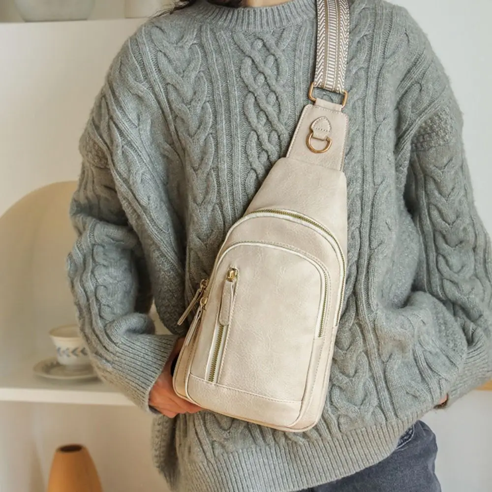 Bolso de pecho de estilo Retro para mujer, bolso cruzado multicapa de gran capacidad, bolsos de hombro suaves de cuero PU