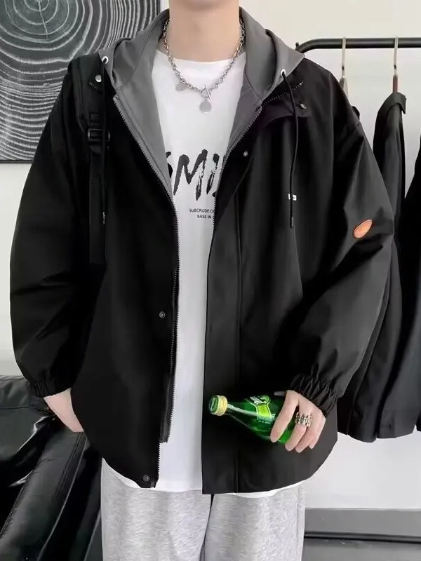 

Повседневная свободная мужская куртка для осени и зимы, модная молодежная свободная верхняя одежда в стиле хип-хоп, уличная одежда из полиэстера с длинными рукавами на молнии