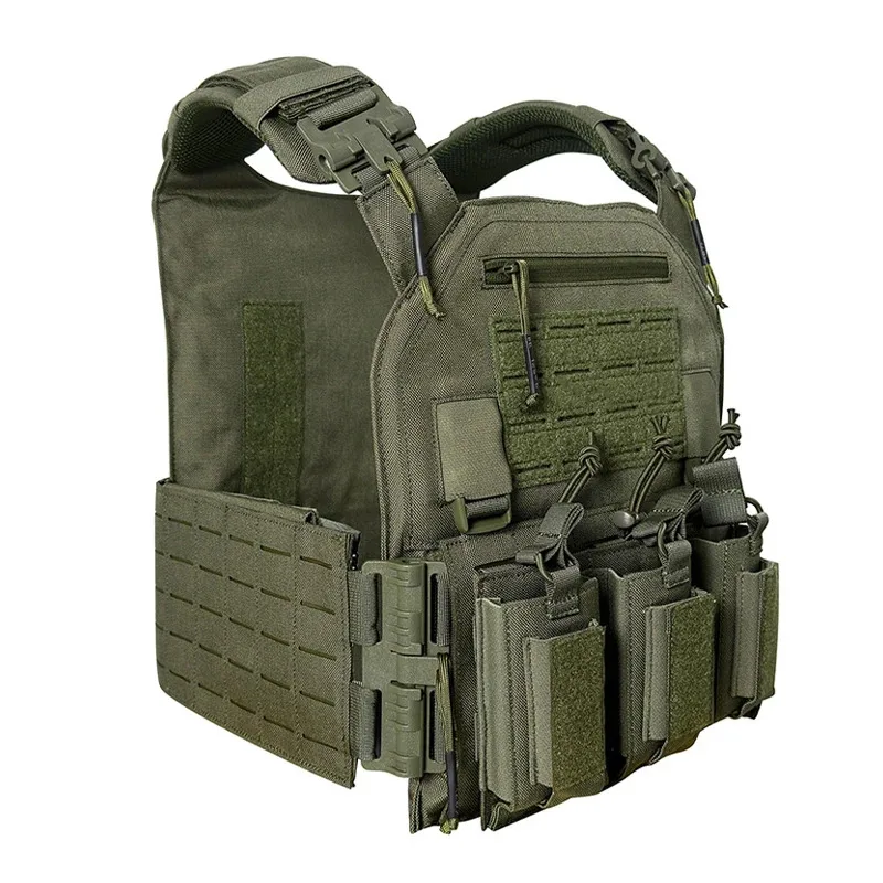 Chaleco táctico de entrenamiento de caza al aire libre con sistema molle cortado con láser de liberación rápida resistente al desgaste hecho de material de nailon