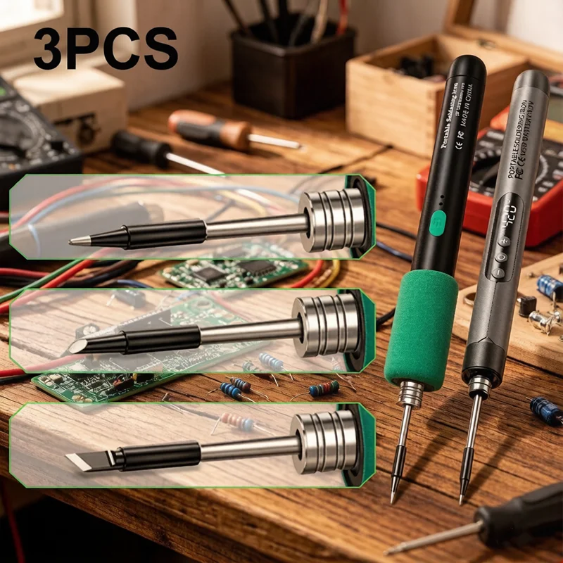 3 Stück USB-Lötkolbenspitzen 5V Akku-Lötkolben Ersatzspitzen Tragbares Schweißwerkzeug Löt- und Reparaturzubehör