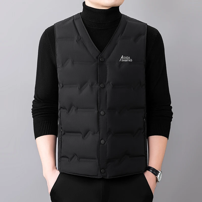 

Легкий флисовый жилет мужской, пуховая куртка, облегающий базовый слой, верхняя одежда для папы, осенне-зимняя одежда, приталенный крой, V-образный вырез, полиэстер