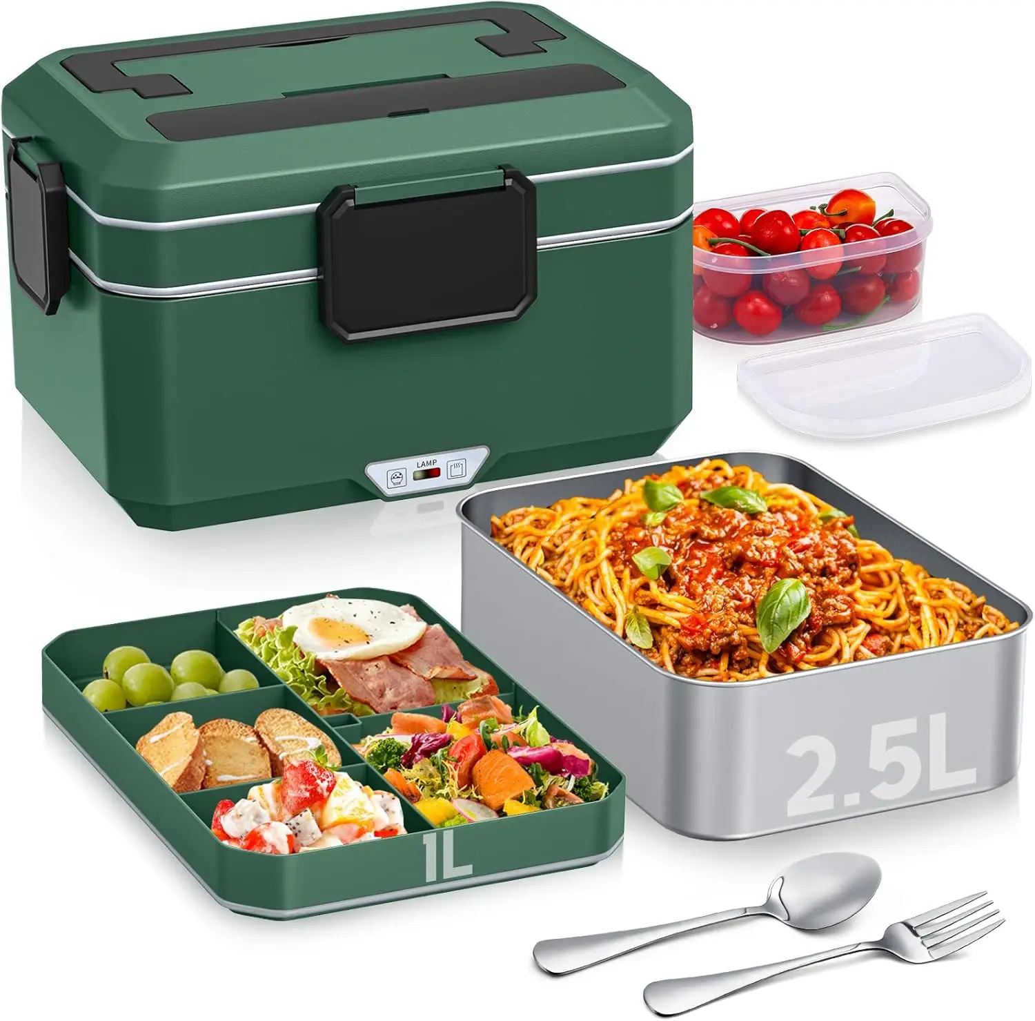 

Electric Lunch Box Food Heater: 3.5 Liters Double Layer Heated Lunch Box for Adults, 90W Food Warmer for Car/Truck/Office Use