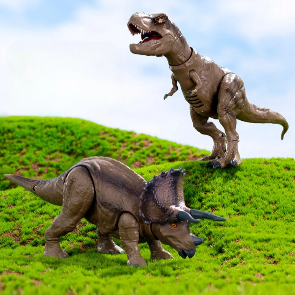 Jurassic Park 3pcs/set Dinosaurs Tyrannosaurus Rex (color Random)+Triceratops+Spinosaurus Simulated Sound & Light Toy Dinosaur