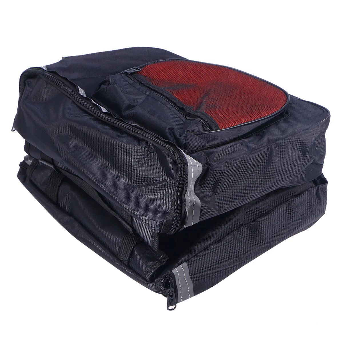 

Double Side Rear Back Bike Seat Bag Black Red Waterproof Durable PVC Reflective Strip Safe Cycling Large Capacity Carry Handle