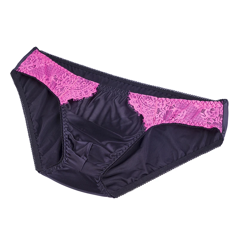Bragas masculinas de tela ajustada elástica Sexy de encaje rosa para hombre, ropa interior negra, calzoncillos sedosos, Boxer azul y rojo, Sissy Live Show Dance