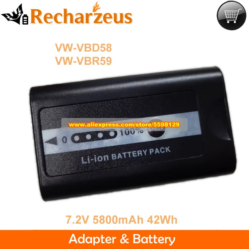 New Genuine VW-VBD58 Battery 7.2V 5800mAh 42Wh AG-VBR59 AG-VBR59MC for PX285 PX298 PX270 MDH2 FC100 DVX200 UX90 UX180