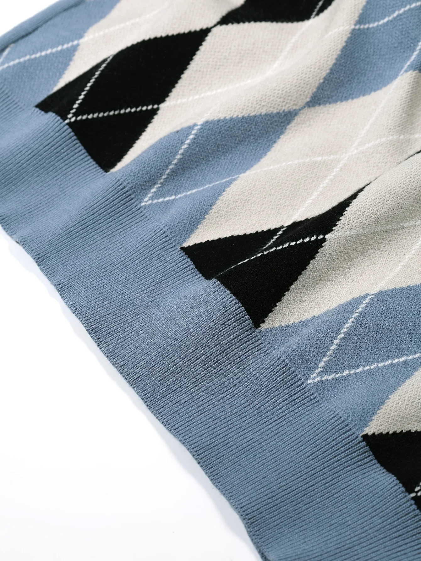 LVLAEA Jacquard a cuadros para hombre, ropa de calle de invierno y otoño, camisa de manga larga con cuello en V Y2K, Jersey de punto a la moda para hombre