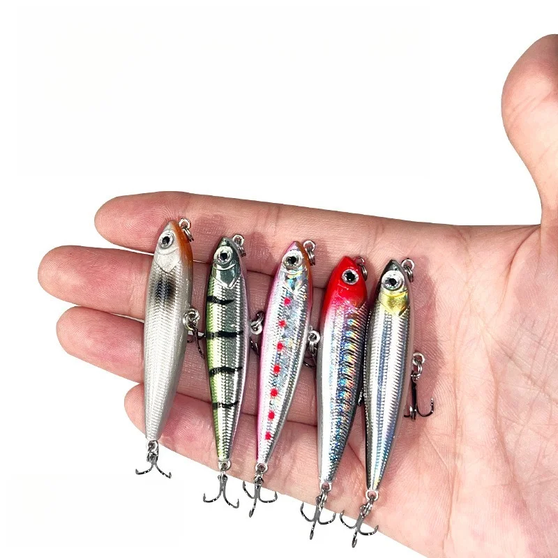 1 Stück Langstrecken-Köder, 5,5 cm, 3,2 g, schwimmender Micro-Pencil-Köder, verstärkte Köder mit Dreifachhaken, praktisches Angelzubehör