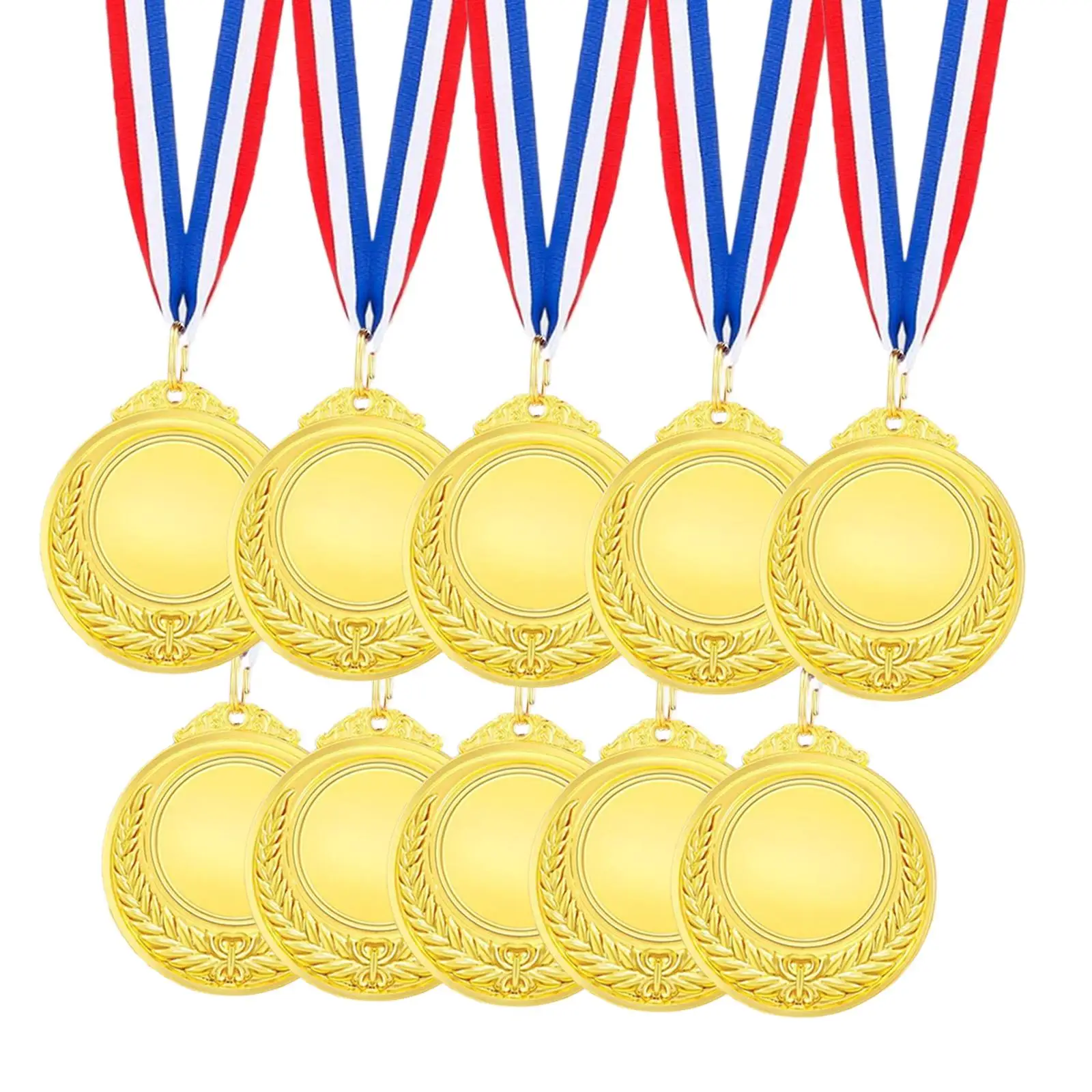 10Pcs Kids Award Medal Metal Ornament Decorative with Ribbon Winner Medal for