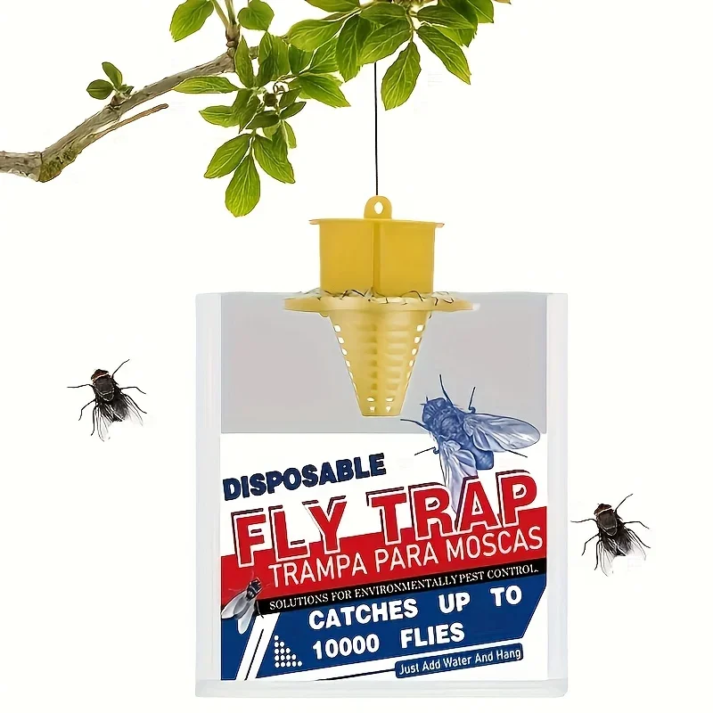 Fly Catcher Bag With Bait Tray, Disposable Hanging Stable Fly Trap, Outdoor Fly Killer Cage With Attractant Insect Control Bag