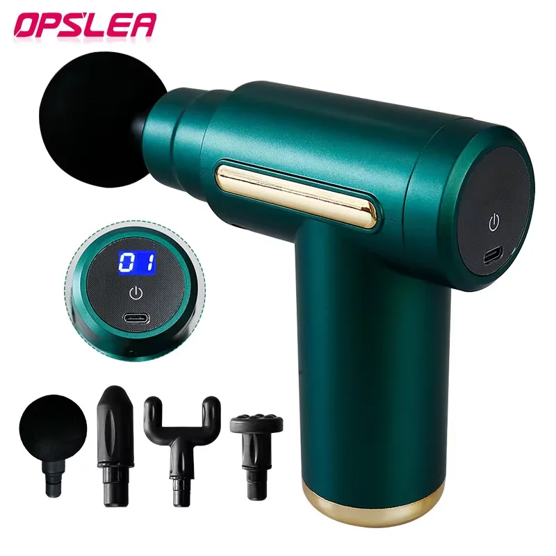 

Массажный пистолет, вибрационный массажный аппарат, расслабленая терапия для глубоких мышц, ЖК-экран, 6-скоростной дисплей, фитнес-пистолет для фасции тела, 4 головки