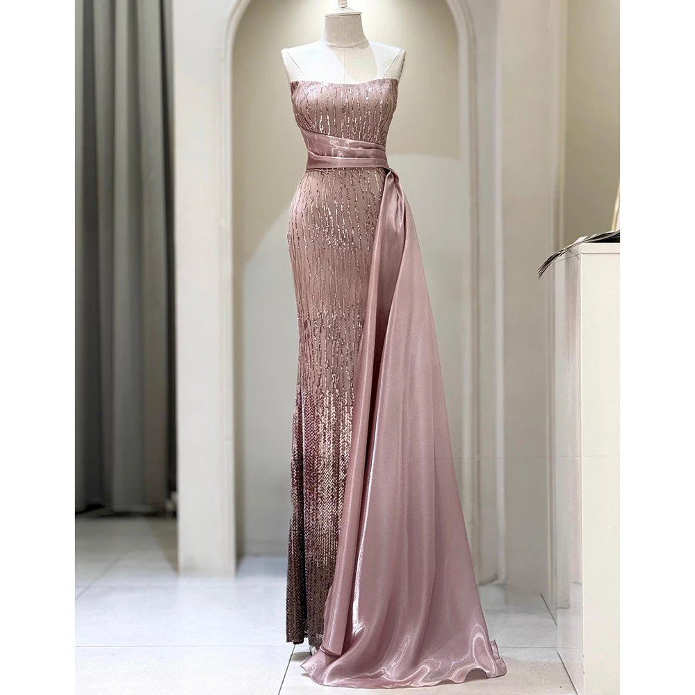 Robe de soirée de mariée Sexy, col bateau, paillettes, gaine scintillante, dos nu, longueur cheville, robe de bal avec Cout