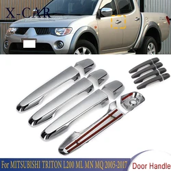 1Set Black Chrome Exterior Door Handle Cover Trim Car Accessories For MITSUBISHI TRITON L200 ML MN MQ 2005 2006-2017