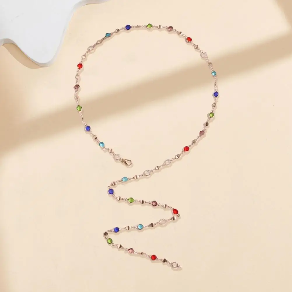 Colorful Faux Pendant Women Faux Necklace Colorful Faux Necklace Adjustable Length Long Clavicle Jewelry V Neck Prom for Women
