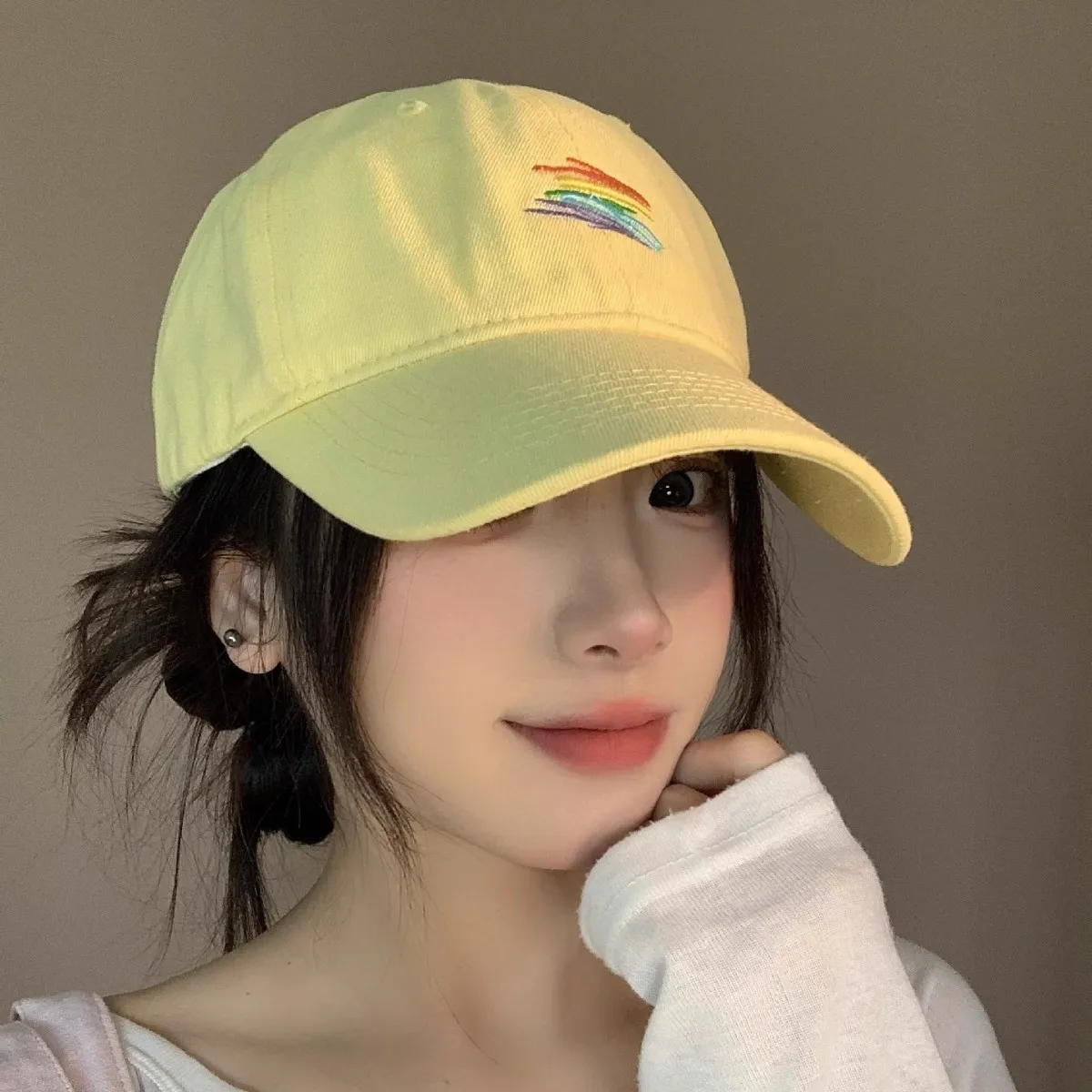Sweet Sakura Pink Baseball Cap Women's Summer Street Style Sun Protection Hat Student Face Slimming Trendy Cap Cotton Material