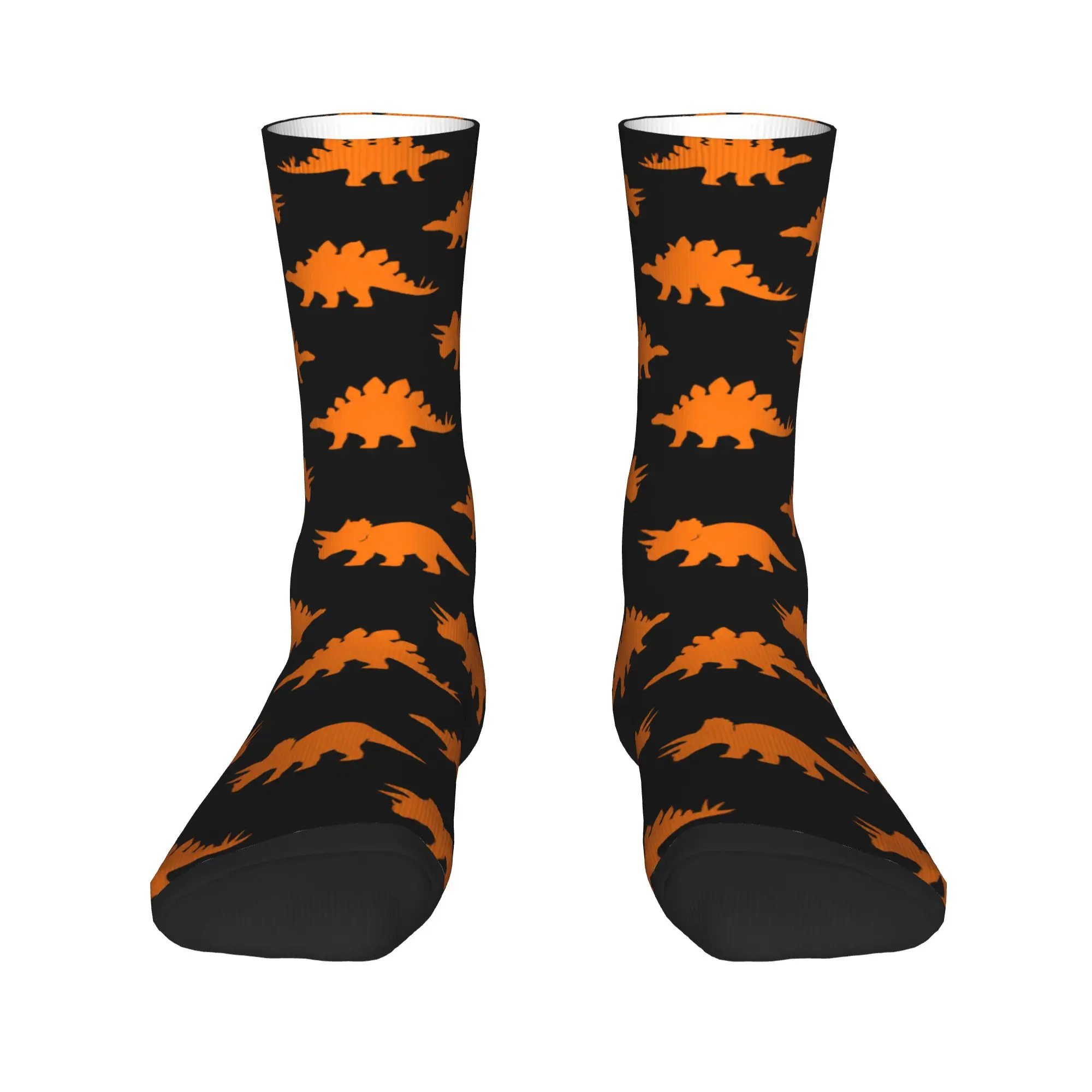 Orange Dinosaur Print Stockings Unisex Men Animal Print Socks Warm Soft Elegant Socks Spring Outdoor Sports Anti Bacterial Socks