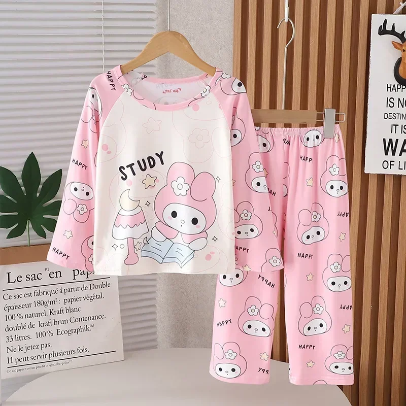 2024 Winter Children Pajama Sets Girl Long Sleeved Pants Pijamas Boys Cartoon Sleepwear Cute Kids Loungewear Korean Home Clothes