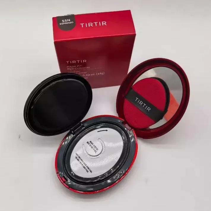 Base de cojín rojo con ajuste de máscara, cobertura integrada ligera de larga duración, acabado semimate, fondo de cojín coreano