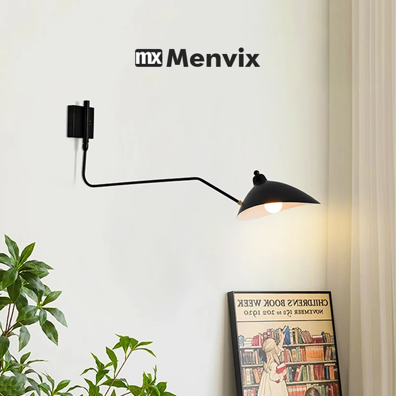 Modern Swing Wall Lamps Loft Adjustable Head Wall Lights Surface Installation Reading Wall Sconces E27 Indoor Wall Lamp 85-260v