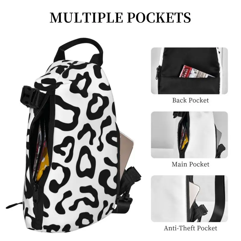 Black Leopard Pattern Chest bag travel cycling fashion women\'s shoulder bag sports casual men crossbody bag