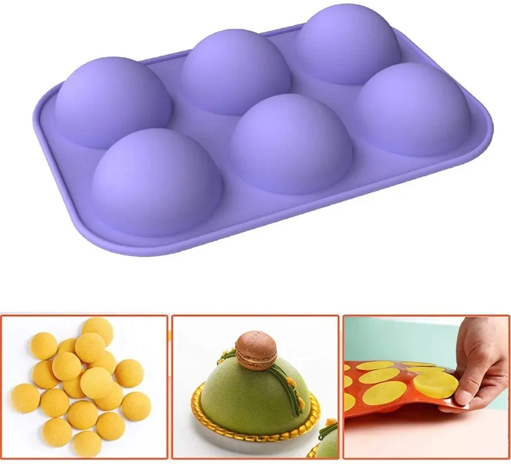 3D Ball Silicone Mold for Baking Cake, Pudding, Mousse Chocolate Ice Cube DIY Kitchen Tools Accessories Half Sphere Mold 4
