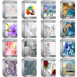 Flower Wash Bowl SelfAdhesive Dishwasher Stickers Wall Door Cover Kitchen Decoration Accessories Gift Whole Film Wallpaper Decal