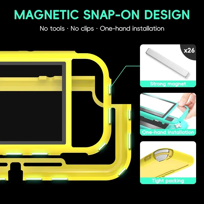 DATA FROG Snap On Magnetic Hard Plastic Protective Cover Clear Acrylic Screen Shield For Switch Lite Console view 3