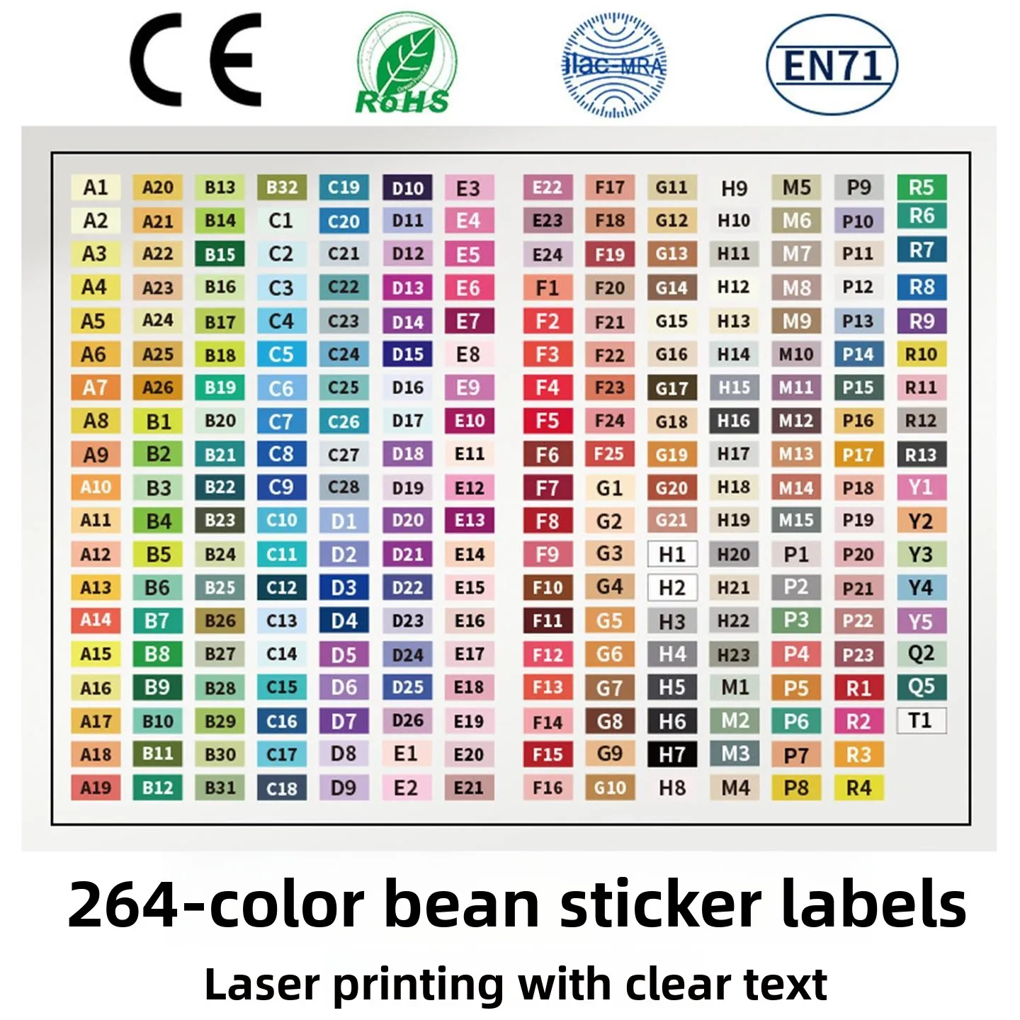 264 Colors DIY Bean Color Code Stickers Children's Educational Toys Non ...