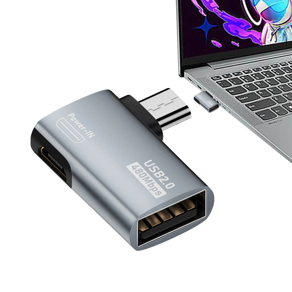 สายเคเบิลอะแดปเตอร์ OTG 4K 90องศาไมโคร USB ต่อ USB อแด็ปเตอร์ OTG สำหรับทีวีแท็บเล็ตทีวีไฟ4K