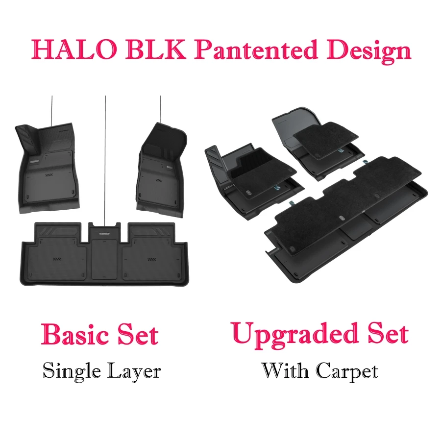 HALO BLK For 2024 Tesla Model 3 Highland Floor Mat All-Weather Protection Eco-Friendly TPE Car Floor Liners For Model 3 Highland