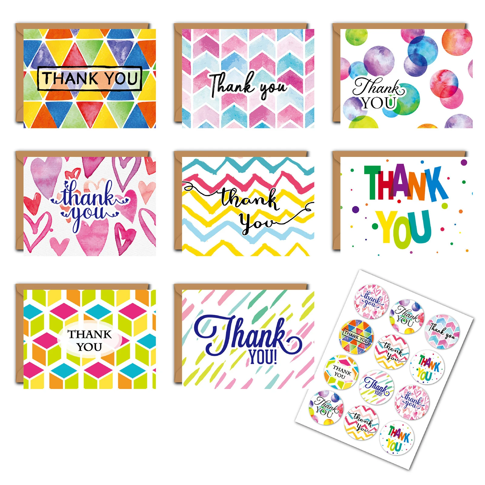 24pcs Blank Inside Appreciation Party Colleagues Teachers With Envelope Sticker Thank You Cards Set Sturdy Durable Not Easy Fade