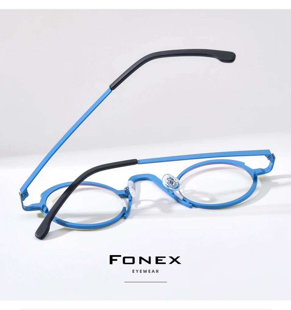 FONEX Titan Brillengestell Damen 2025, neue Mode, Markendesign, Retro, Vintage, runde Brillen, Herren, ultraleichte Brillen 85774 – Detail 18