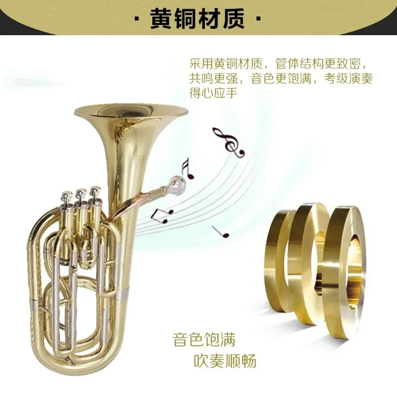 2025 Professional Bb Euphonium Premium Gold Lacquer Brass Instrument with Orchestral Grade Sound Projection